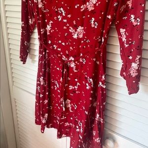 Abercrombie and Fitch red floral, button-front, mini dress